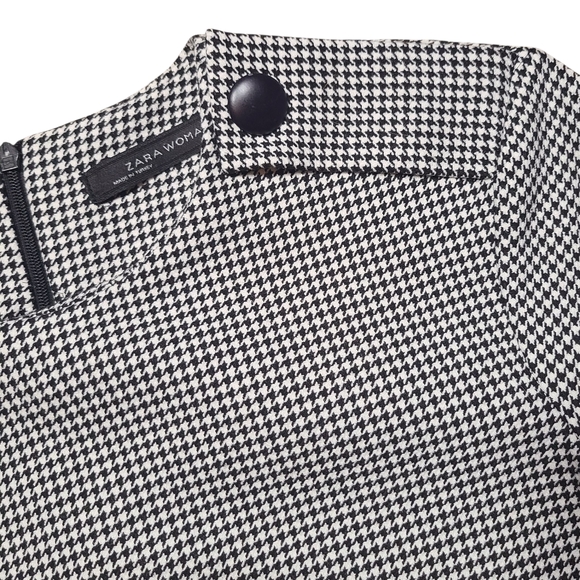 Zara Woman Houndstooth Mini Shift Dress Black White Check Office Work Small - Picture 6 of 13